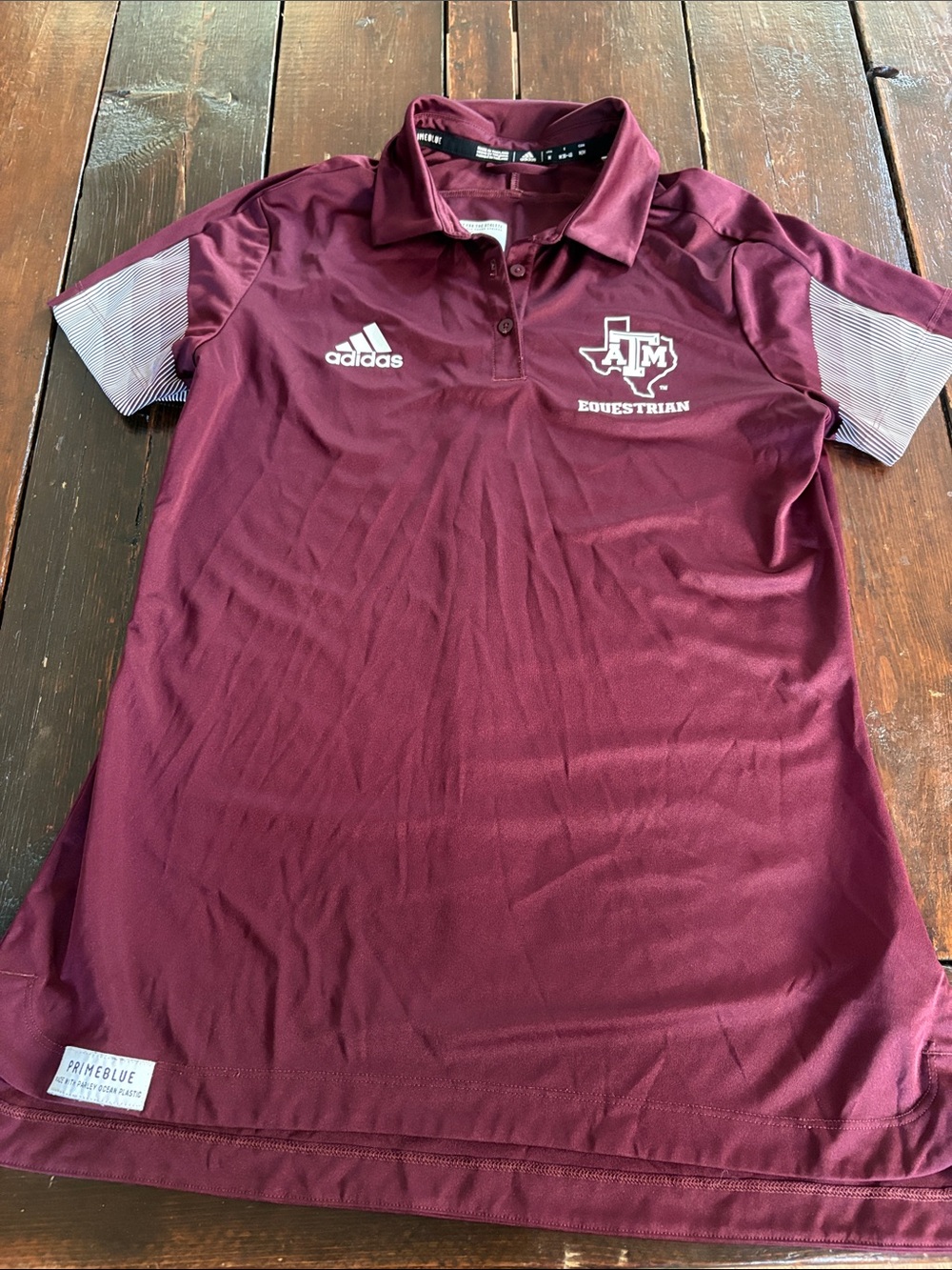 adidas Maroon & White Texas A&M Equestrian Polo